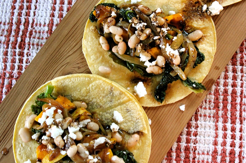 Taste Buds Braising Greens & Caramelized Onion Tacos