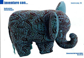 Elefante de tecido com molde - patchwork