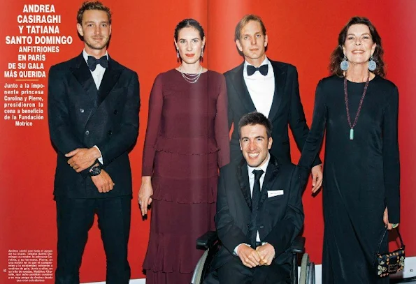 Princess Caroline of Hanover, Andrea Casiraghi, Pierre Casiraghi, Tatiana Santo Domingo attended the annual charity dinner of the Foundation Motrice in Paris