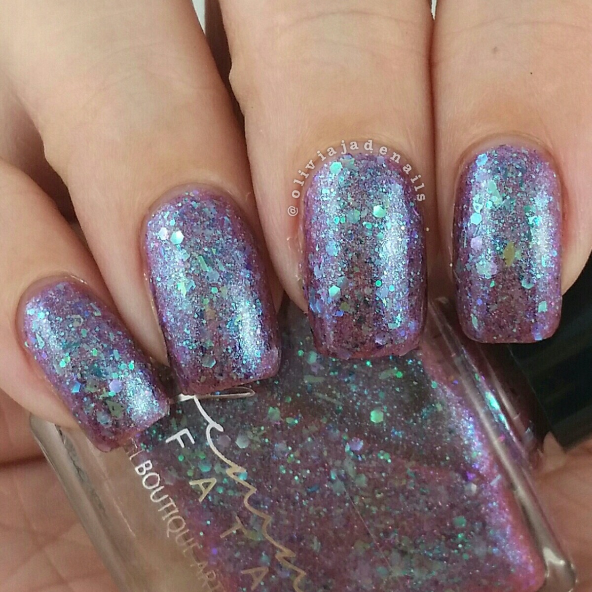 Femme Fatale Cosmetics Night And Silence swatched by Olivia Jade Nails
