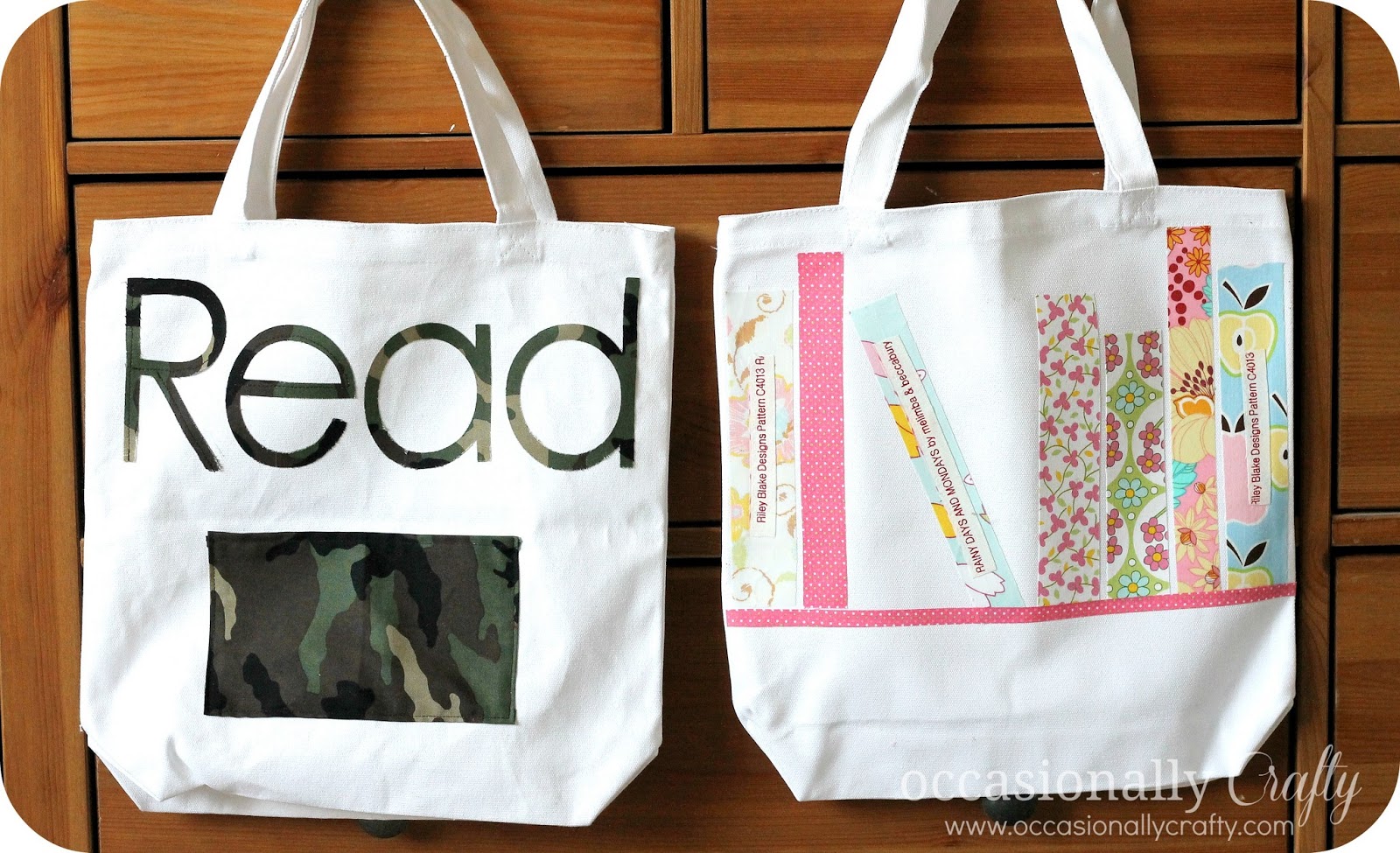 ... use my supplies to personalize some new Library Tote Bags for my kids