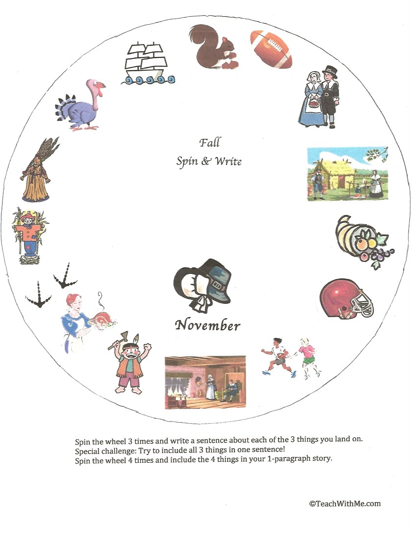 Classroom Freebies November Spin A Story Wheel