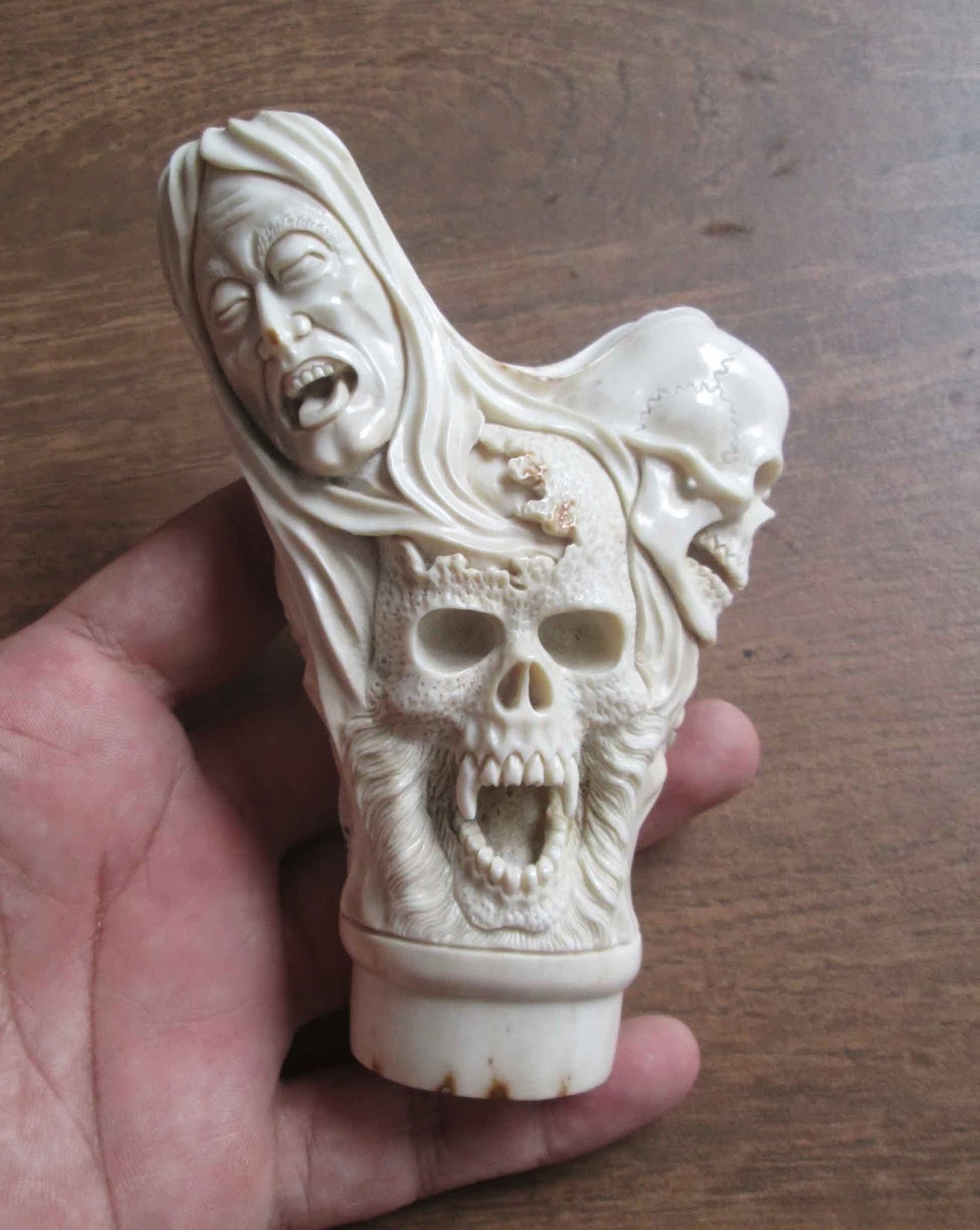 Snake Monster Skull Hand Carved Handle Carving Snake Monster Skull Hand Carved Handle Carving