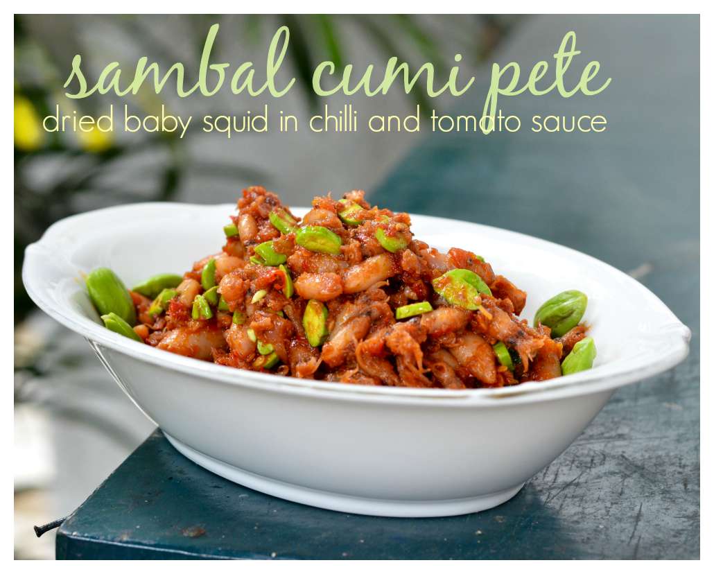Indonesian Medan Food Sambal Cumi Pete ( Dried baby squid in Chilli