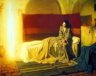 the annunciation of mary, painting, gabriel, mary, henry ossawa tanner