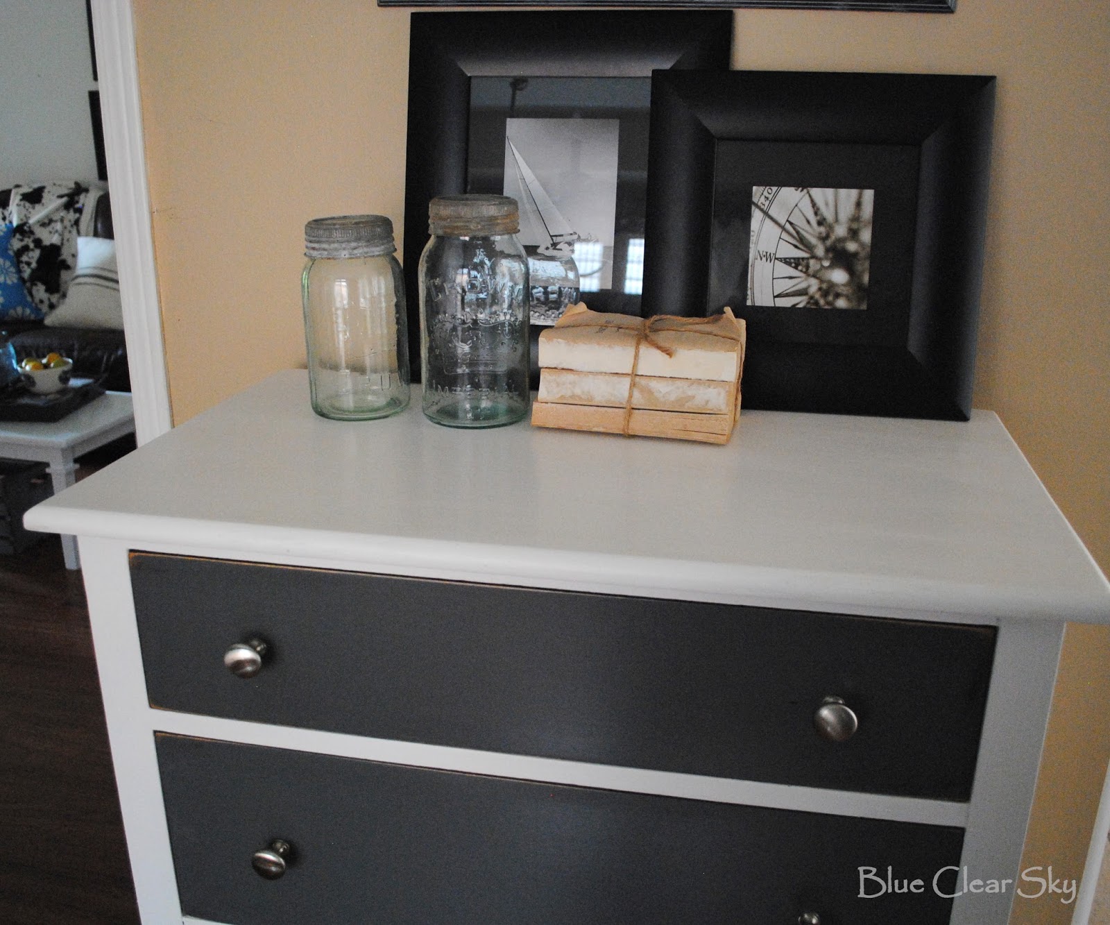 Rustic Maple Vintage Grey and White Wood Dresser