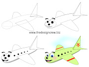Cartoon plane in 4 steps. When you are learning cartoon drawings try to . (plane)