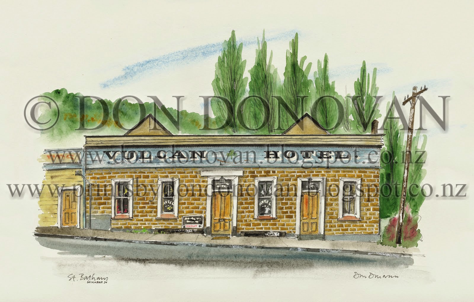 Prints by Don Donovan Vulcan Hotel, St.Bathans, Central Otago. Prints