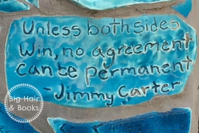 Tile from the mosaic wall at Deep Eddy - Austin, Texas  Jimmy Carter quote about conflict resolution. #ATX #travel #art #encouragement