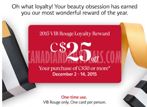 Sephora Holiday Loyalty Rewards $15 $20 or $25 Off $50