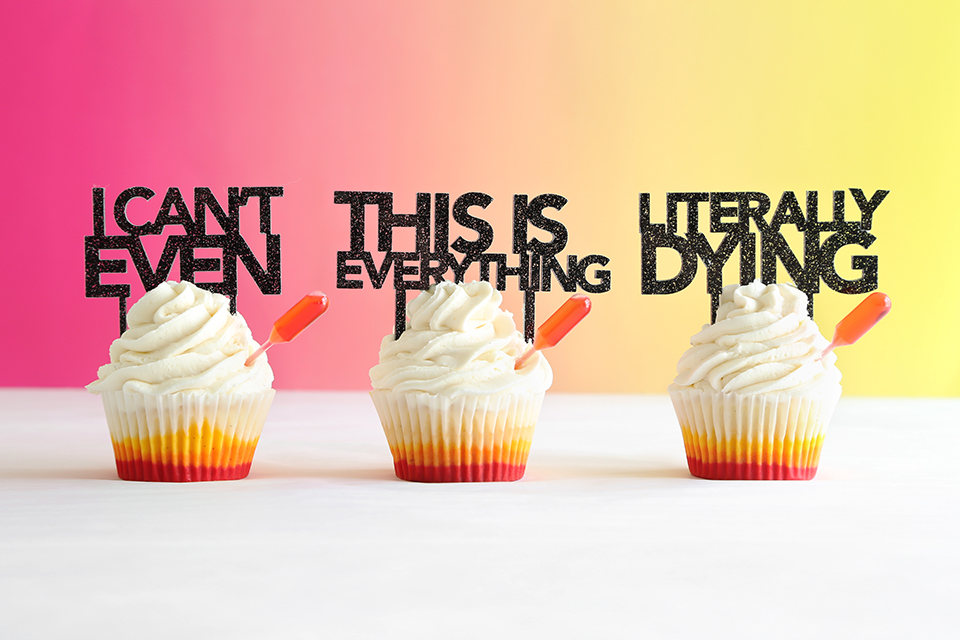 tropical vanilla sunset cupcakes