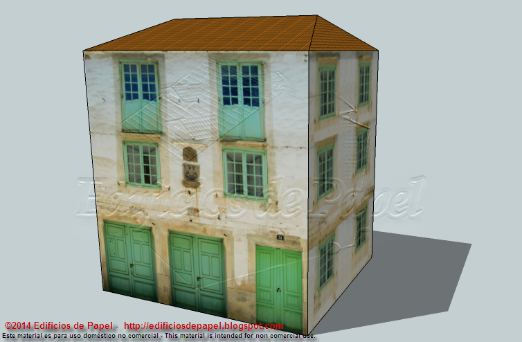 Maqueta de papel de casa blasonada Casa blasonada en maqueta de papel
