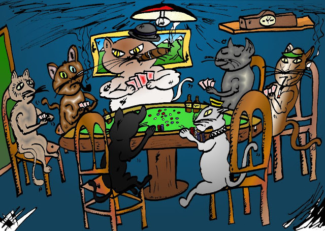 poker playing cats