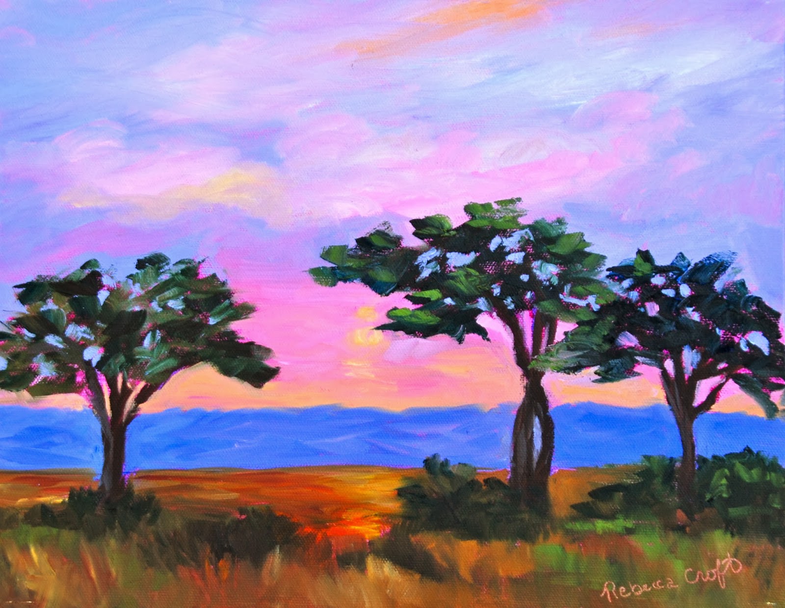 Rebecca Croft's Painting Blog SOLD! Safari Sunset in Kenya