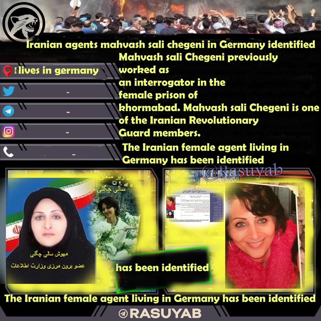 The Iranian female agent living in Germany has been identified. lives in germany