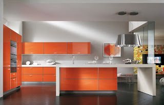 orange cabinets kitchen