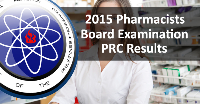 Top 10 Placers in July 2015 Pharmacists Board Examination Result