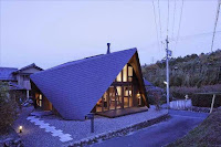 Origami House Design with A-Frame in an Old Village Surrounded by Mountains Origami House Design with A-Frame in an Old Village Surrounded by Mountains