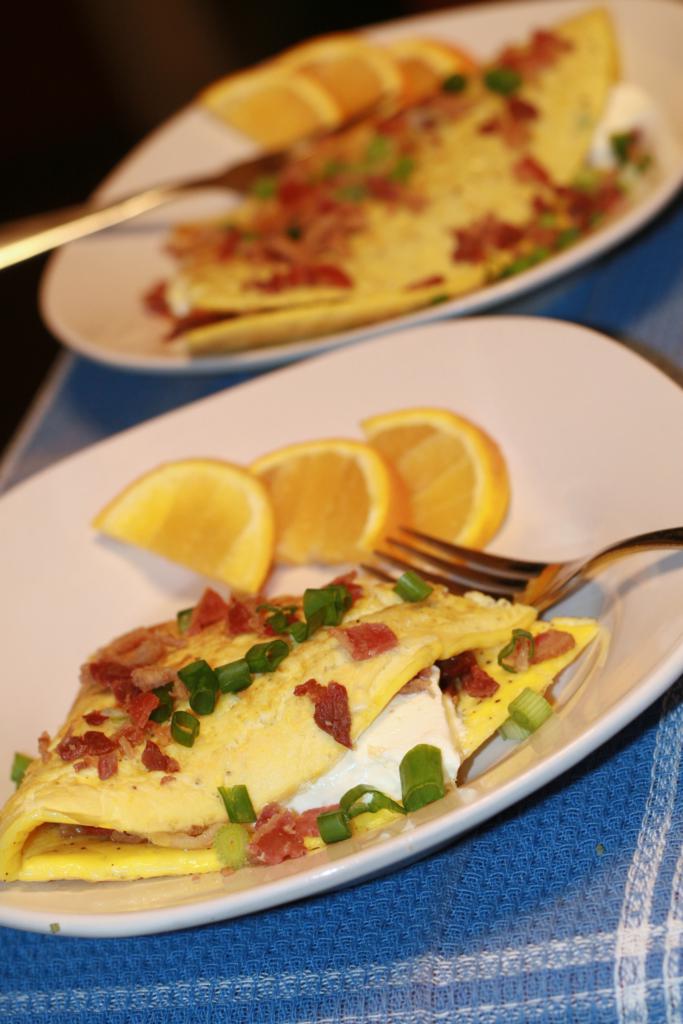 Cookin' It Up In Texas Bacon, Cream Cheese and Green Onion Omelet