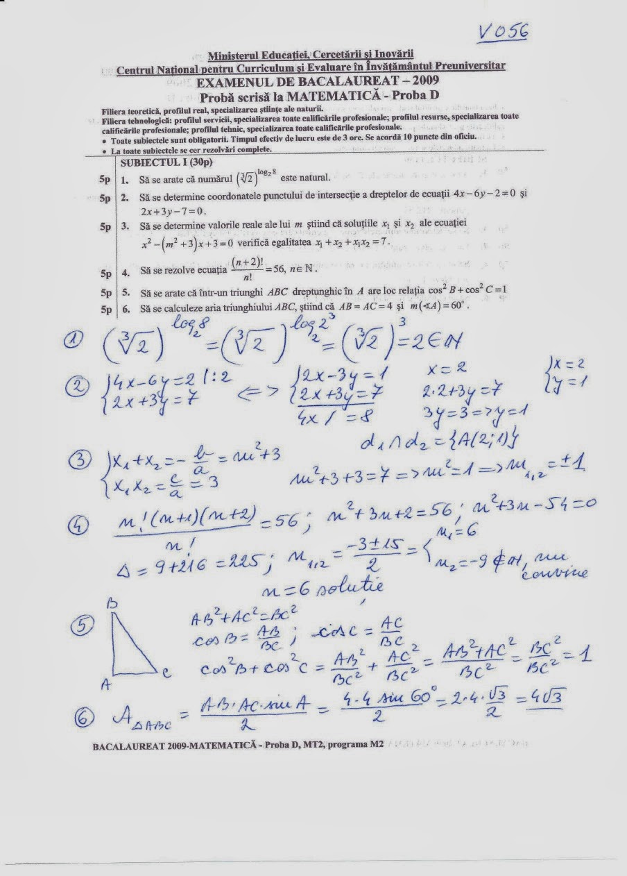 Variante Bac 2009 Matematica M1 Subiectul 1 Rezolvate Complet
