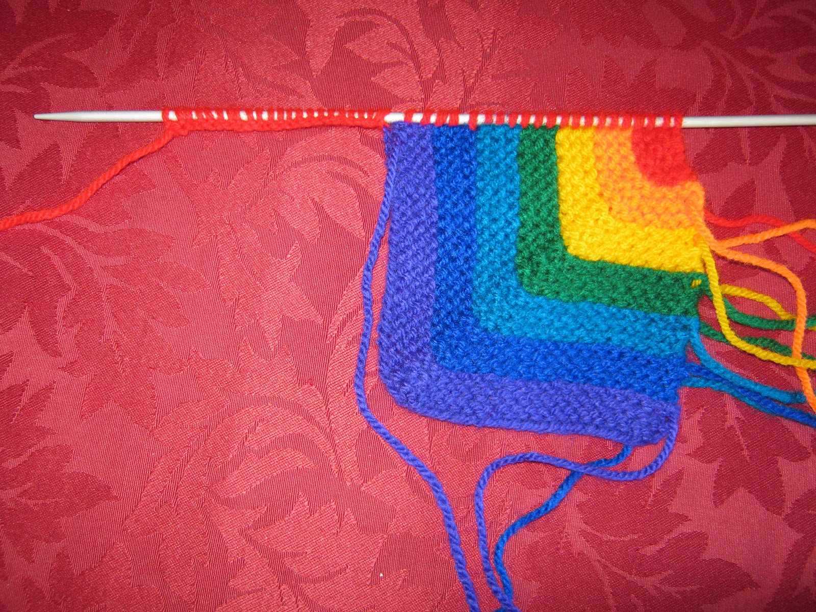 Sixties Spirit Domino Knitting Rainbow Cushion