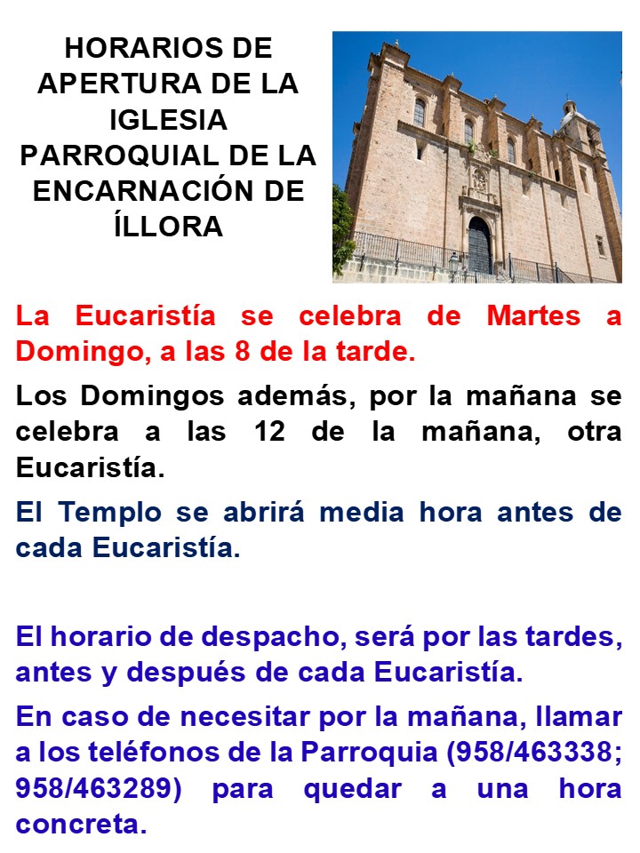 HORARIOS DE MISAS