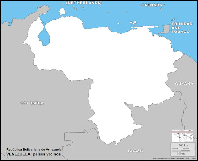 Mapa mudo de VENEZUELA, paises vecinos, limites Mapa mudo de VENEZUELA, paises vecinos, limites