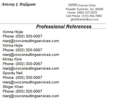 personal reference list