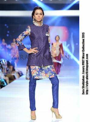 Floral Kurta With Embroidered Waist Coat By Zara Shahjahan blue-floral-kurta-and-embroidered-waist-coat-zara-shahajahan-luxury-pret-2015