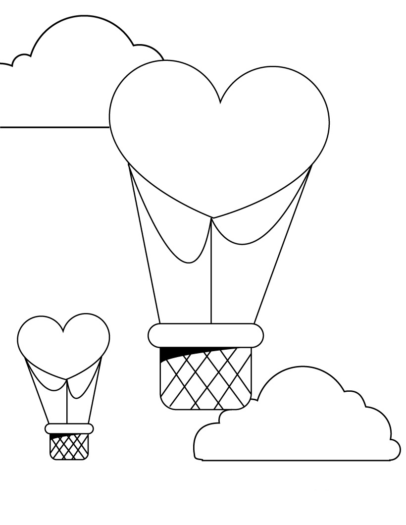 Valentine Love Balloons Coloring Pages | Realistic Coloring Pages