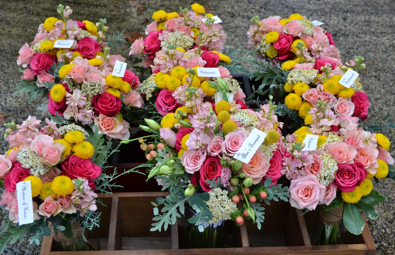 Wedding Flowers from Springwell Warm Peaches, Pinks and Yellows for