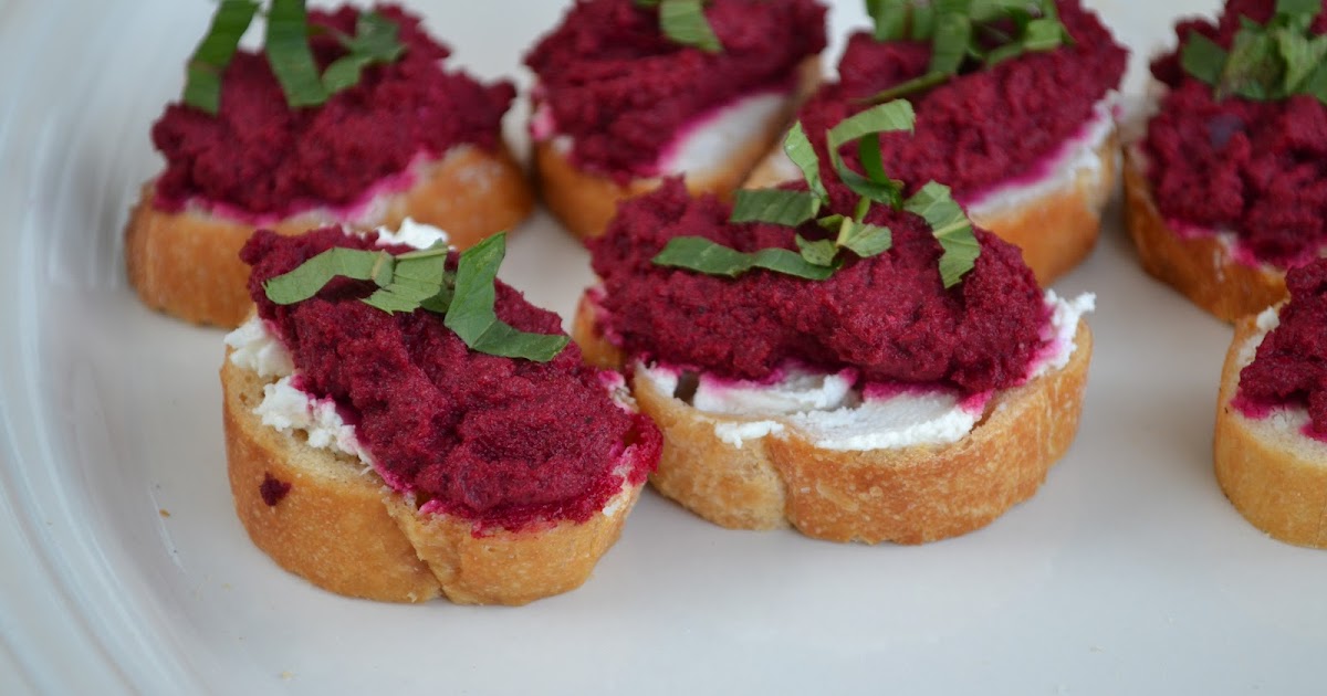 bonbons & biscotti Beet Hummus, Goat Cheese, Mint Crostini (plus