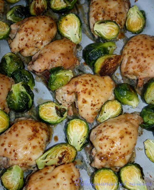 Délinquances et saveurs Poulet et choux de Bruxelles sur plaque