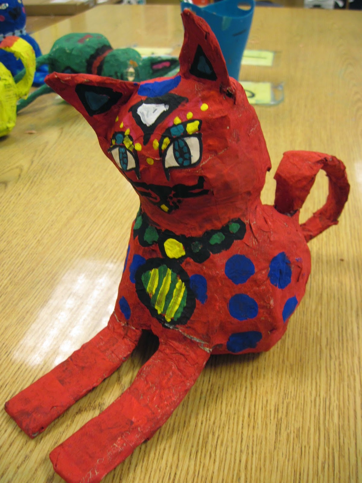 Lines, Dots, and Doodles Paper Mache Cats, 5th Grade