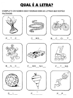Atividades primeiro ano - Atividades De Alfabetização - Complete as palavras