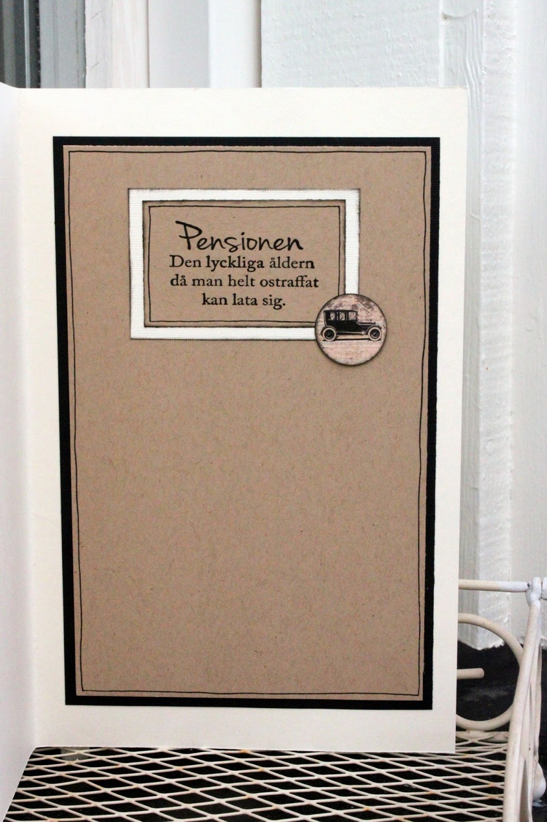 hemma hos ulrika Kort till en pensionär material från Papirdesign