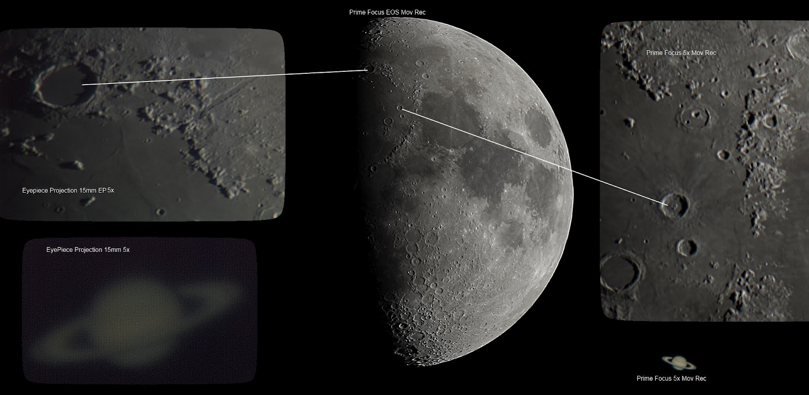DSLR Moon/Saturn Eyepiece Projection Experimen Major & Minor