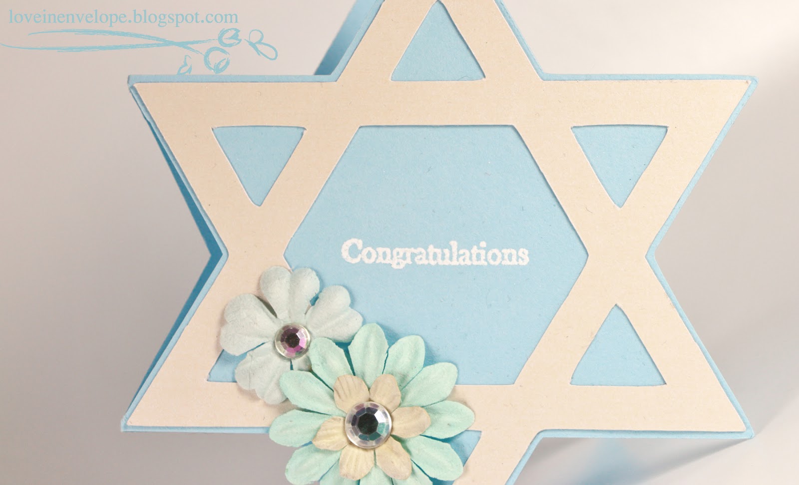 love in envelope star of david shaped bat mitzvah card