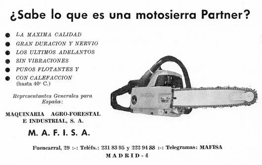 PARTNER R18 FOLLETO PUBLICITARIO - PARTNER R18 ADVERTISING CHAINSAW