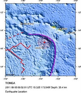 sismo 6,4 grados en tonga 5 de Septiembre de 2011 sismo Tonga 5 de septiembre 2011