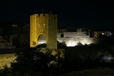 Besalú medieval bridge at night Besalú medieval bridge at night