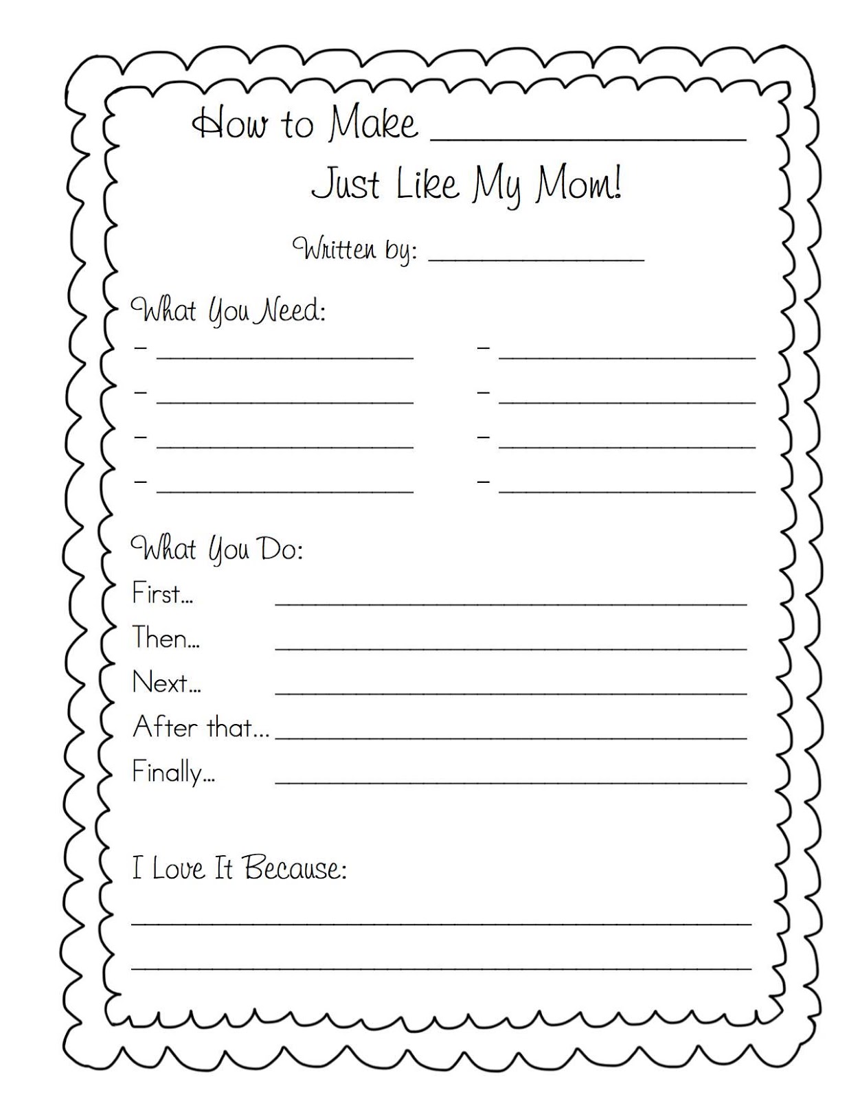 Writing A Cookbook Template Bonjour Grade 1 Mother S Day Cookbook Writing A Cookbook Template Bonjour Grade 1 Mother S Day Cookbook