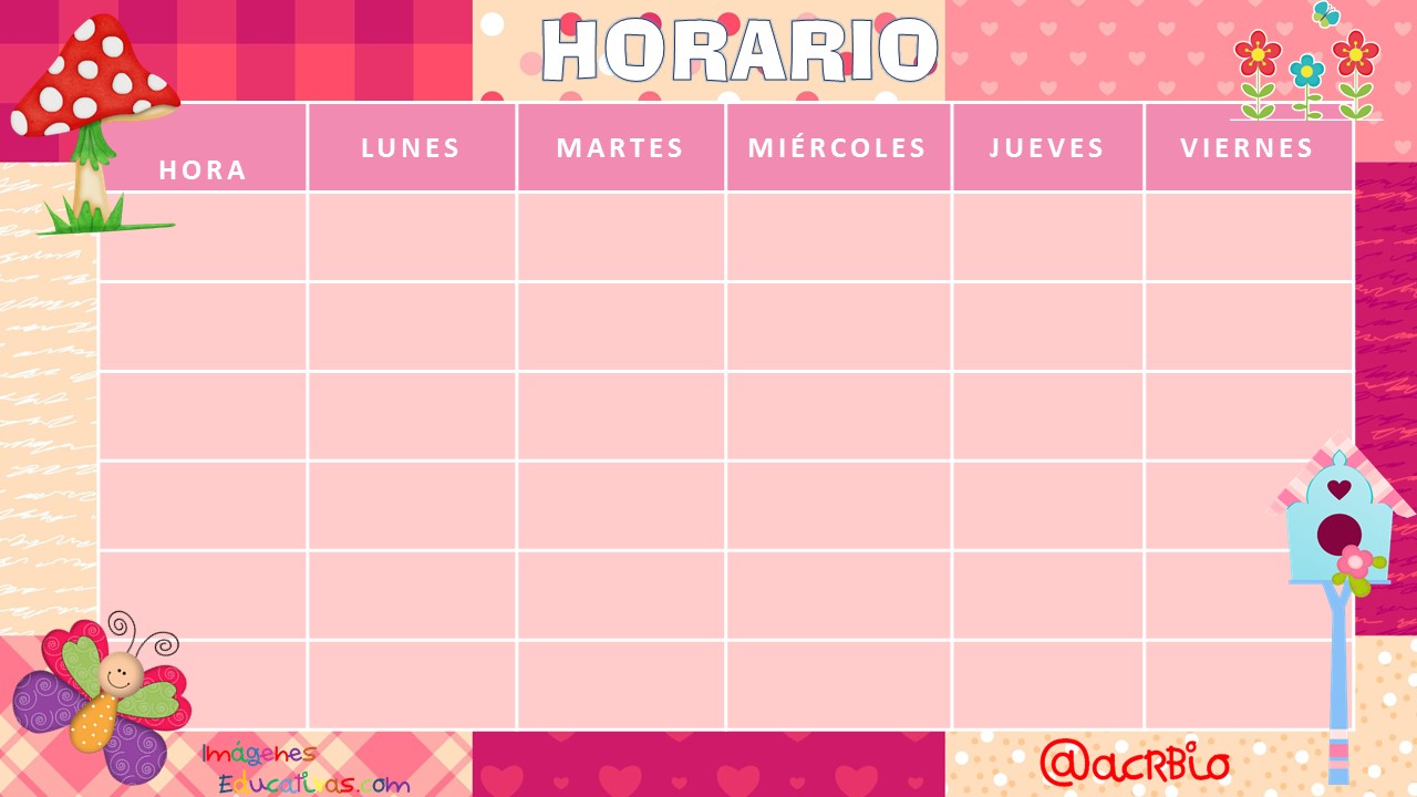 formatos de horarios para imprimir