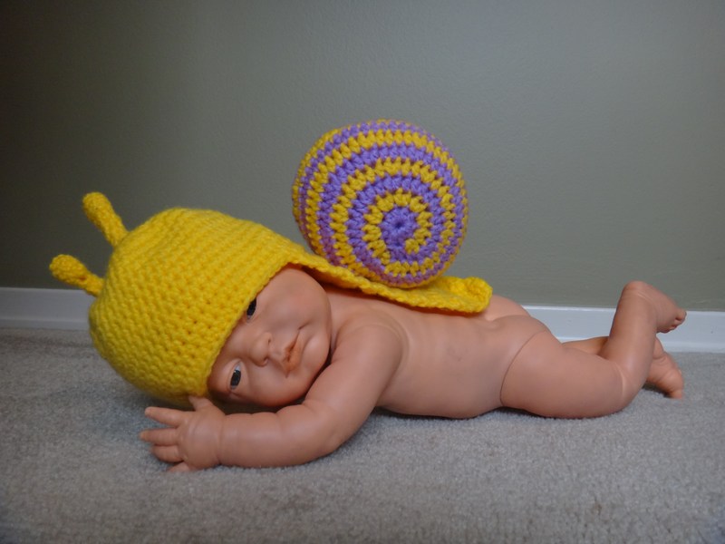 Grandma Swills' Handcrafted Knits Handmade Crochet Baby Snail Photo Prop