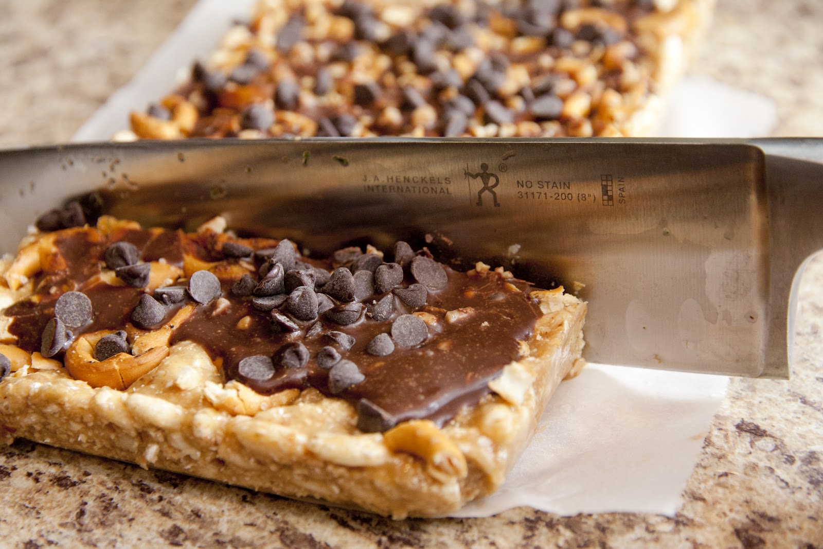My Healthy Attempts Gooey Peanut Butter Chocolate Pretzel Bars