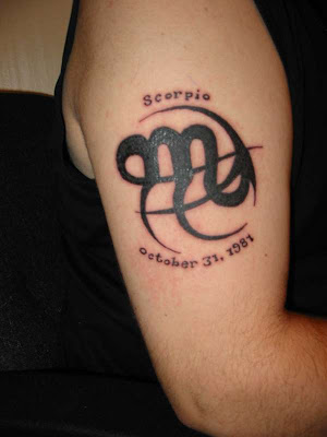 Scorpio tattoos are often dark, mysterious and sensual; rightly so, as these are some of the major personality traits of the eighth sign of the zodiac.  The two most popular designs are the glyph — which looks much like an ‘M’ with an elongated and pointed right side, thus signifying the legs and venomous tail of the scorpion. Or the literal translation of a dark and angry looking scorpion, ready to strike at any moment.
