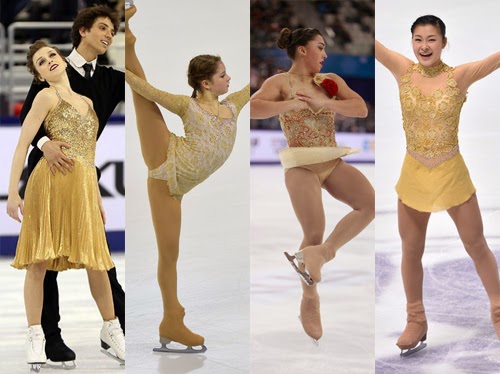V-H: Alexandra Paul (CAN), Julia Lipnitskaia (RUS), Gabrielle Daleman (CAN) og Kanaka Murakami (JPN)