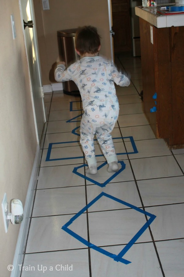 Shape Toss, Hop, Skip, and Jump! {Indoor Gross Motor Game} Learn Play