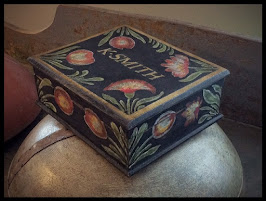 PAINT DECORATED FLORAL LIDDED BOX