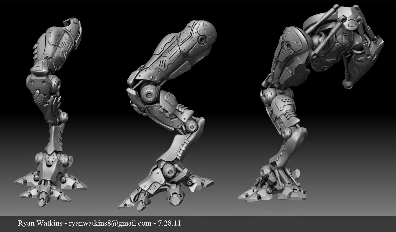 3D Modeling Extremist Mechanical Legs and Arms Made in Zbrush